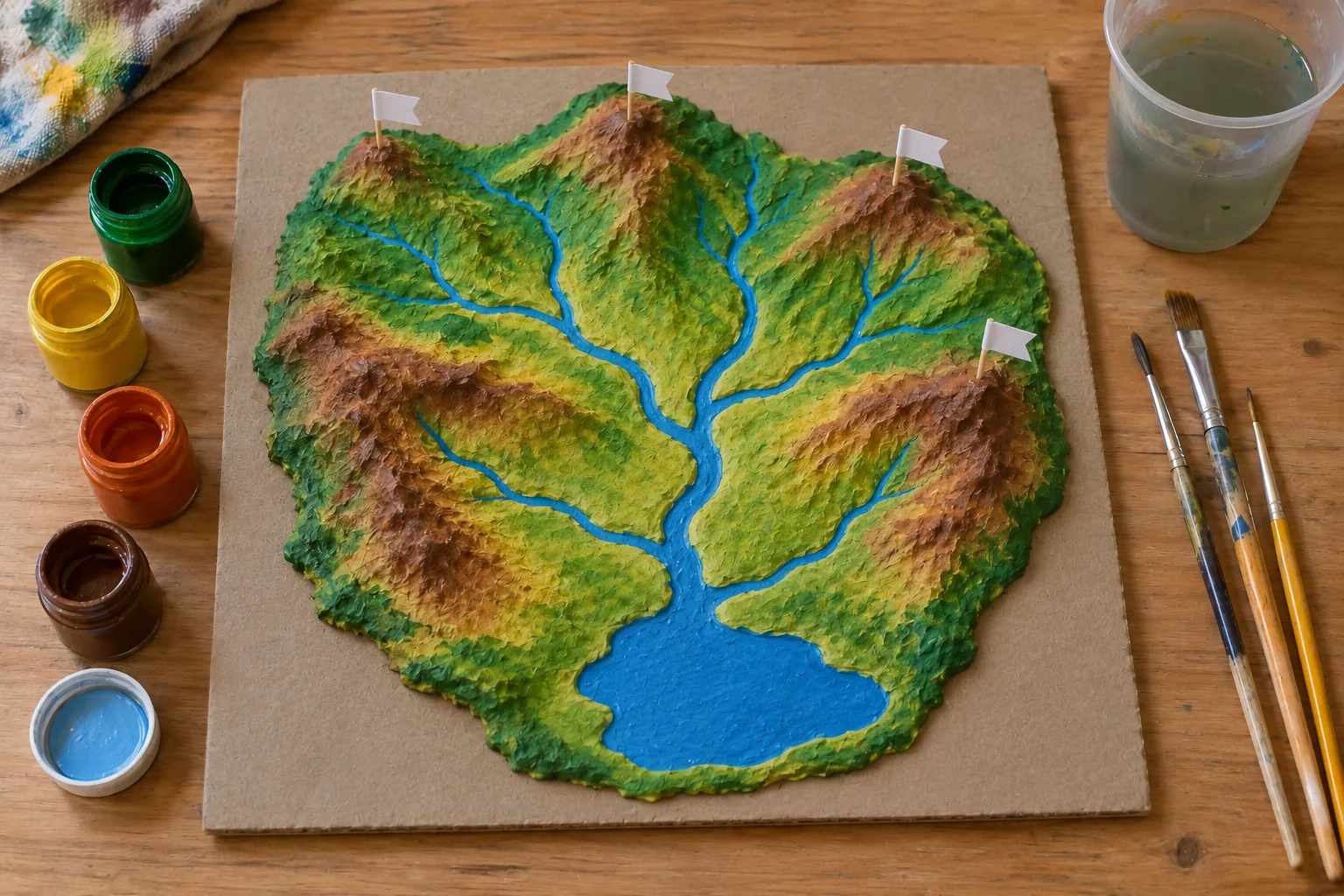 Mapa de bacias hidrográficas em camadas