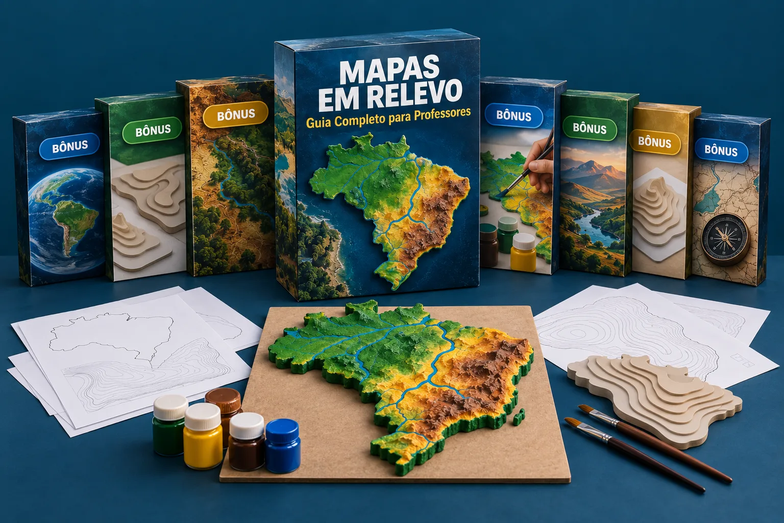 Kit completo de mapas em relevo